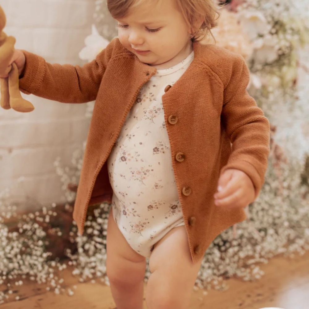 Jamie Kay simple cardigan in tawny marle 1y